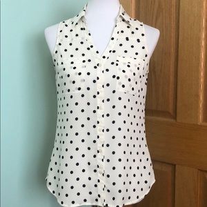 Express Polkadot Button Up Blouse